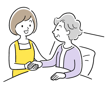 クッションを使うご高齢の方