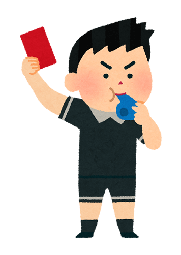 レッドカードを出す審判の絵