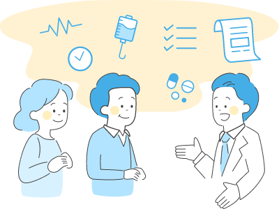 訪問看護で医師が医療的な案内をしているイラスト