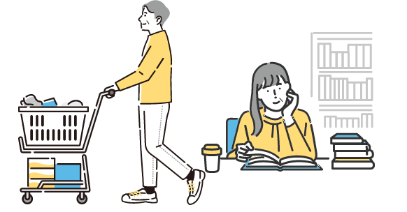 買い物や図書館への外出